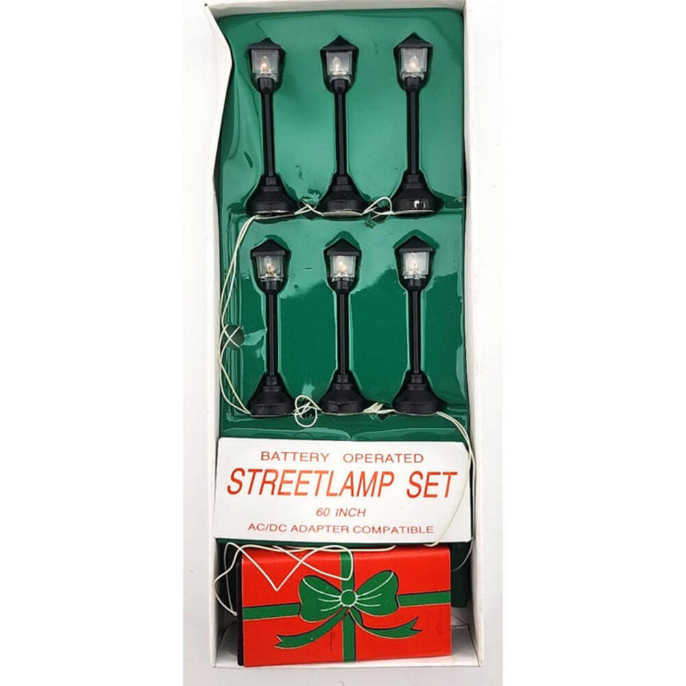 Dept. 56 Battery‑Powered Streetlamp Set #3636‑6 – 6pc Lighted Lamps – 60" String
